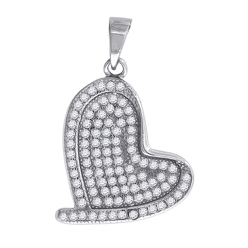 925 Sterling Silver Womens Cz Heart Charm Pendant